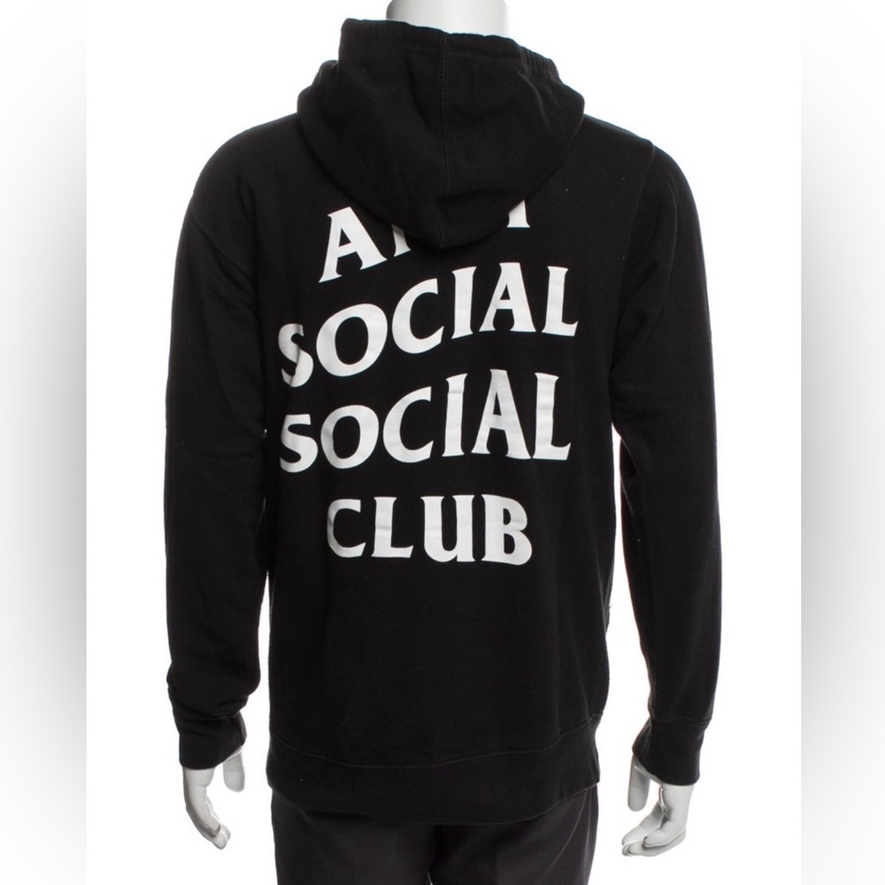 Anti Social Social Club Black Hoodie with White Back Logo sz Small